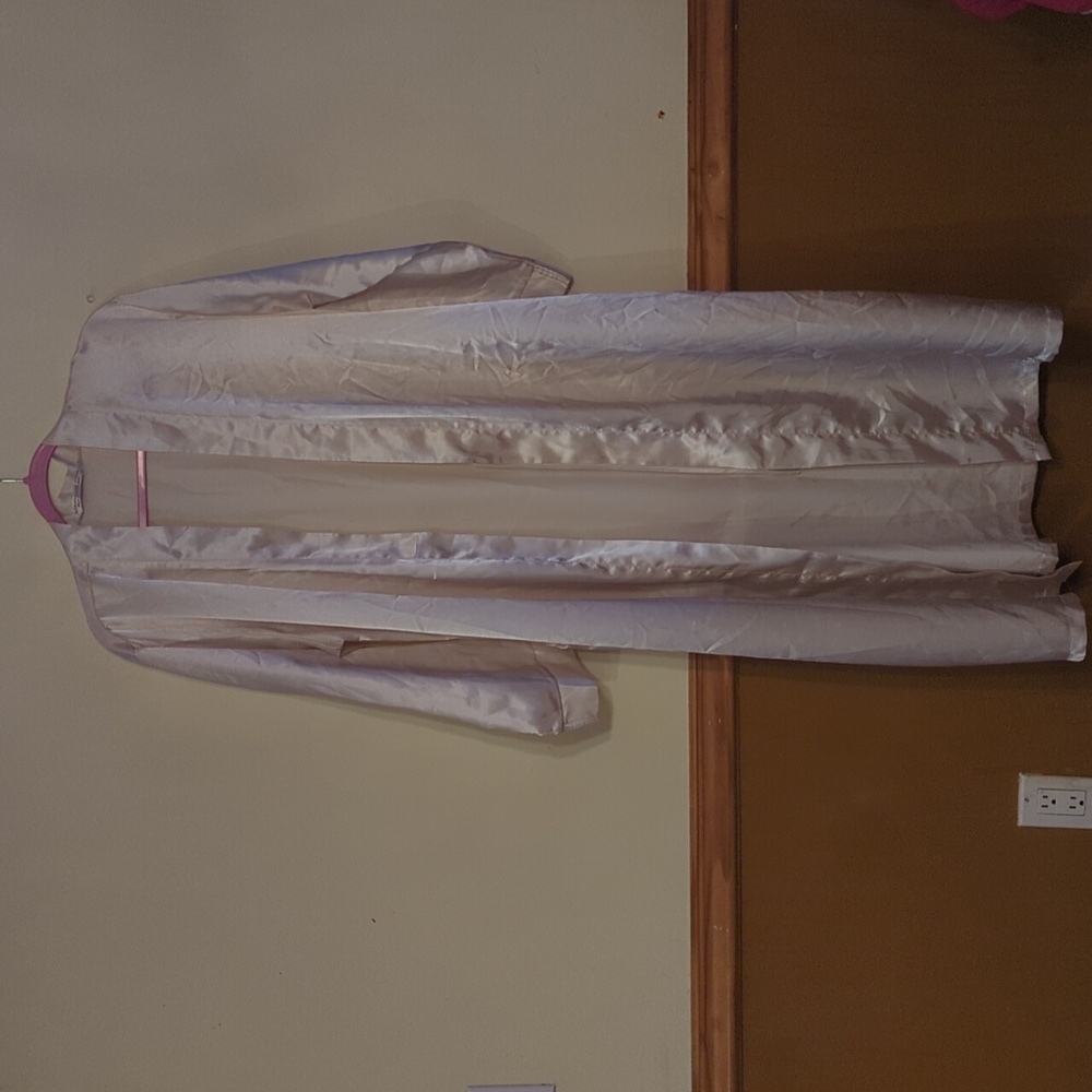 White silky robe with pockets